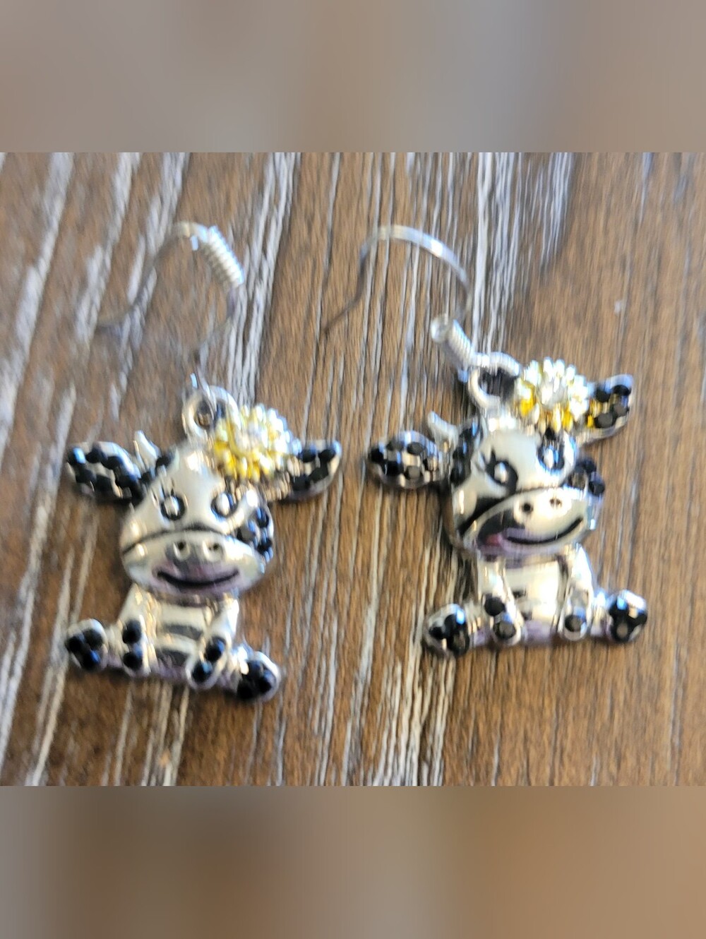 Cute Silver Dangle Cow Earrings